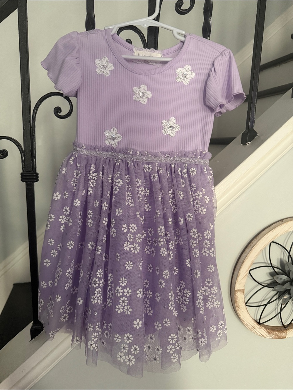 btween Lavender Floral Tulle Dress